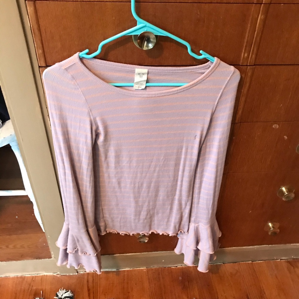 Free people bell sleeve pink shirt